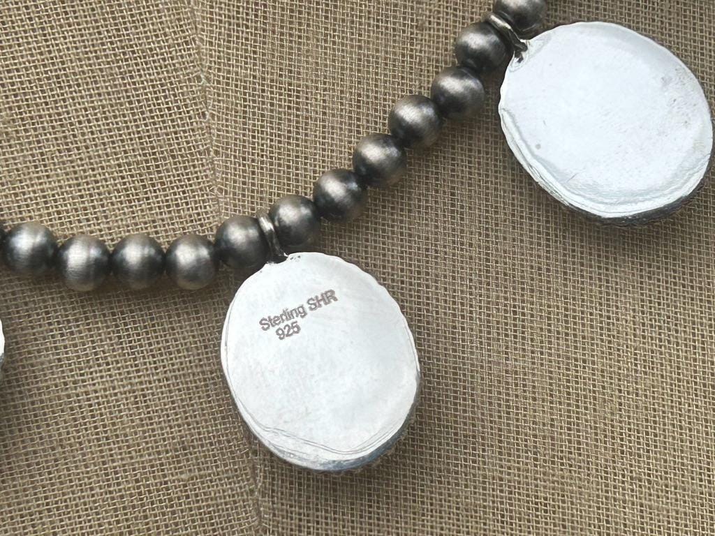 Royston Turquoise 7 Stone Necklace: Sterling Silver & Navajo Pearl Jewelry Handmade