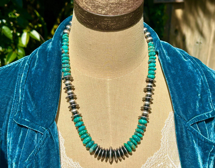 Kingman Turquoise Sterling Silver Pearl Necklace – Statement Southwestern Necklace