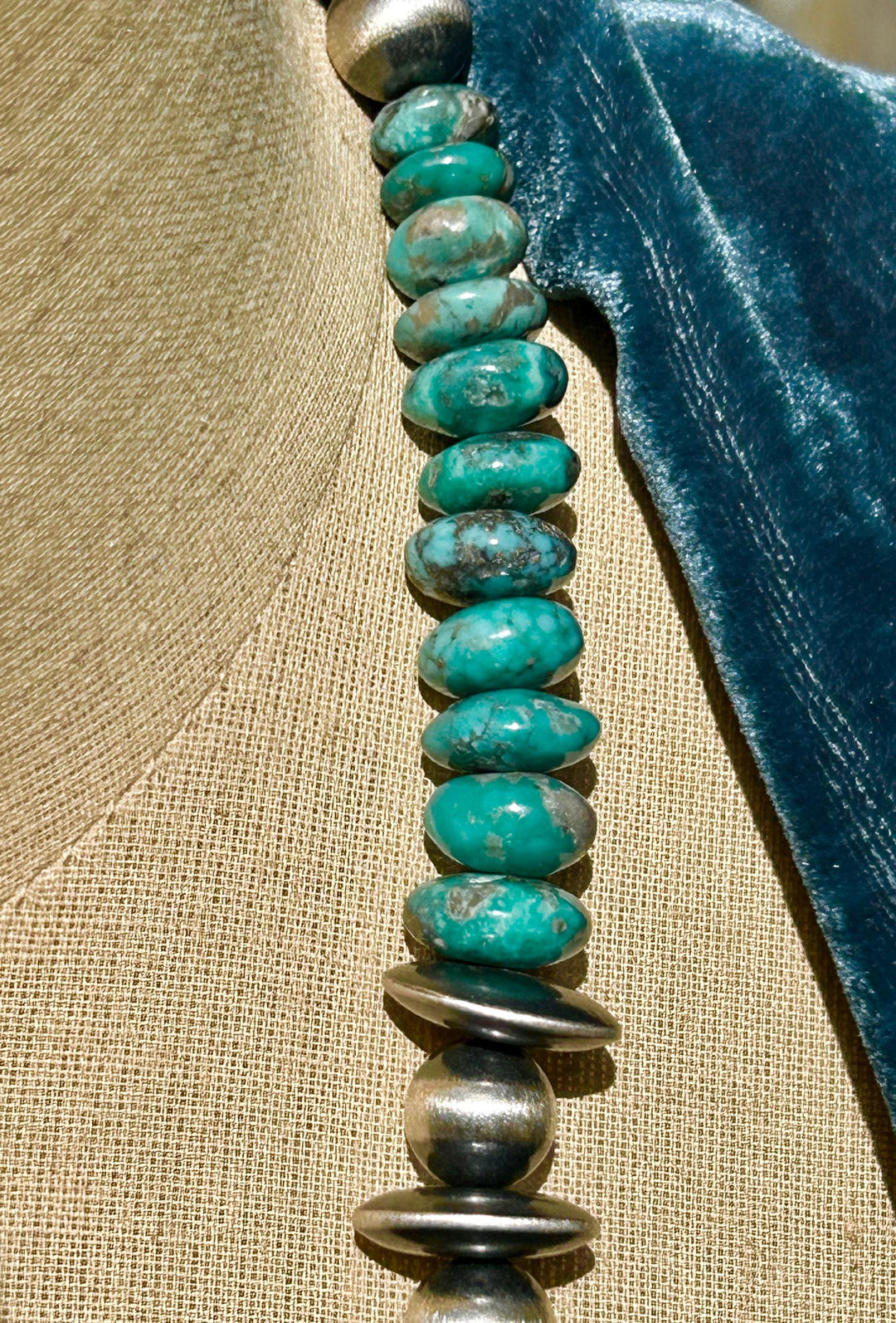 Kingman Turquoise Sterling Silver Pearl Necklace – Statement Southwestern Necklace