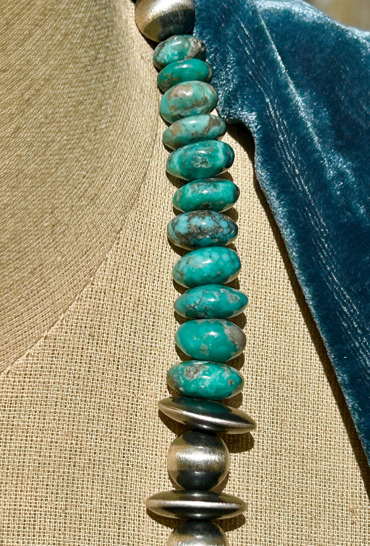 Kingman Turquoise Sterling Silver Pearl Necklace – Statement Southwestern Necklace