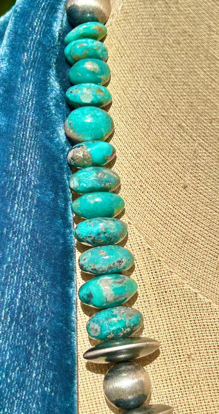 Kingman Turquoise Sterling Silver Pearl Necklace – Statement Southwestern Necklace