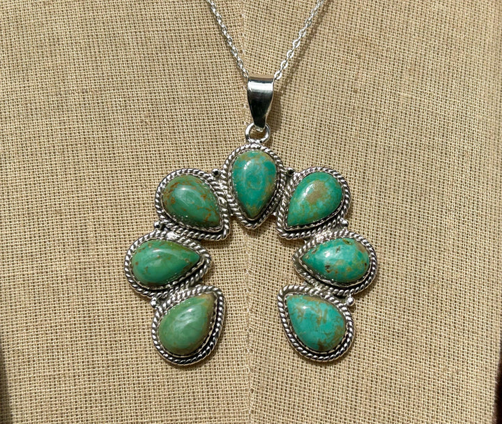 Royston Turquoise Naja Pendant Necklace: Handmade Sterling Silver Southwestern Jewelry