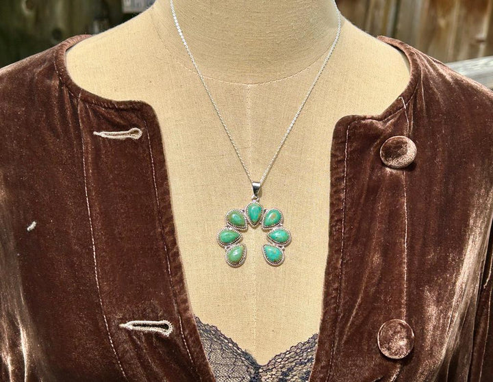 Royston Turquoise Naja Pendant Necklace: Handmade Sterling Silver Southwestern Jewelry