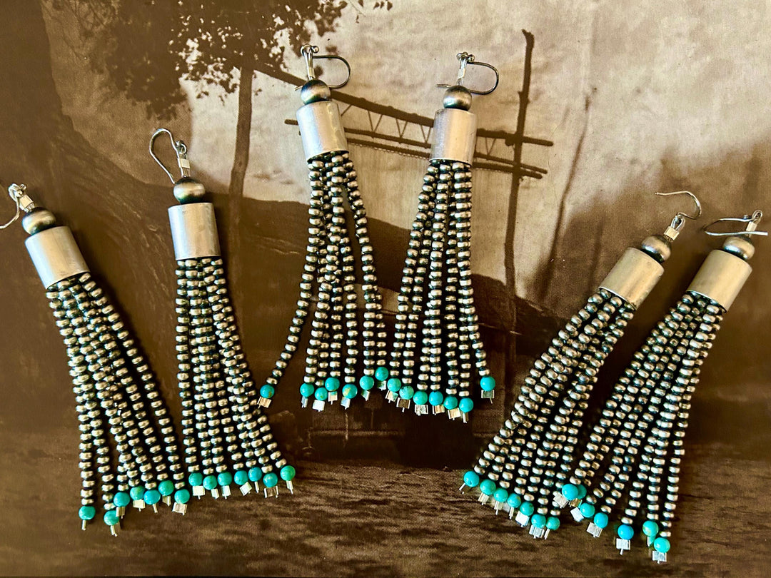 Sterling Silver Navajo Pearl Turquoise Earrings: Southwestern Style