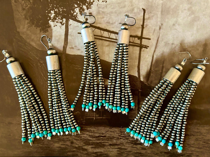 Sterling Silver Navajo Pearl Turquoise Earrings: Southwestern Style