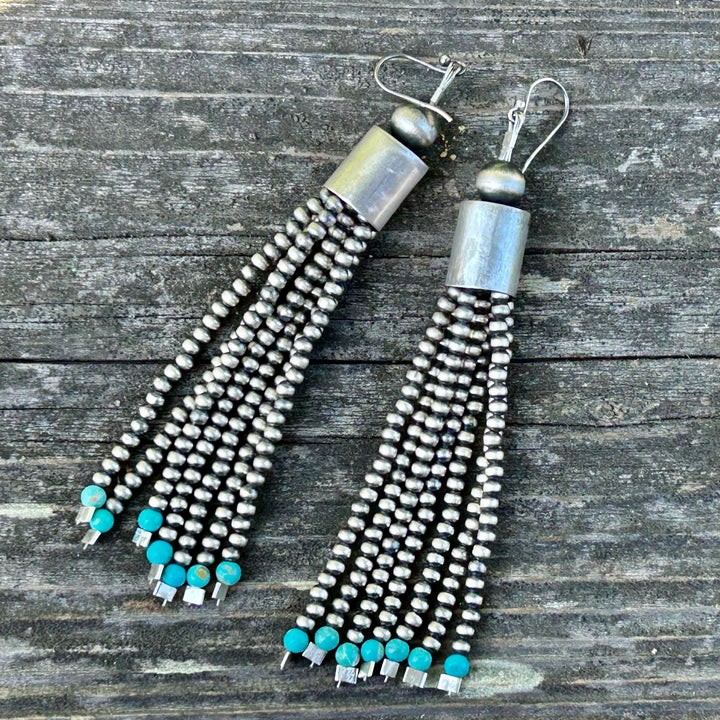 Sterling Silver Navajo Pearl Turquoise Earrings: Southwestern Style
