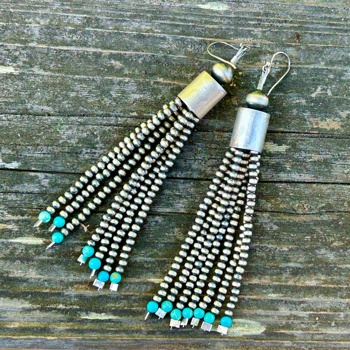 Sterling Silver Navajo Pearl Turquoise Earrings: Southwestern Style