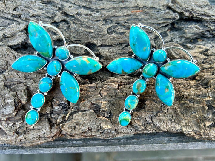 Kingman Dragonfly Turquoise Ring Sterling Silver Turquoise Ring Turquoise Dragonfly Ring Artisan Crafted Southwestern Style Ring Adjustable