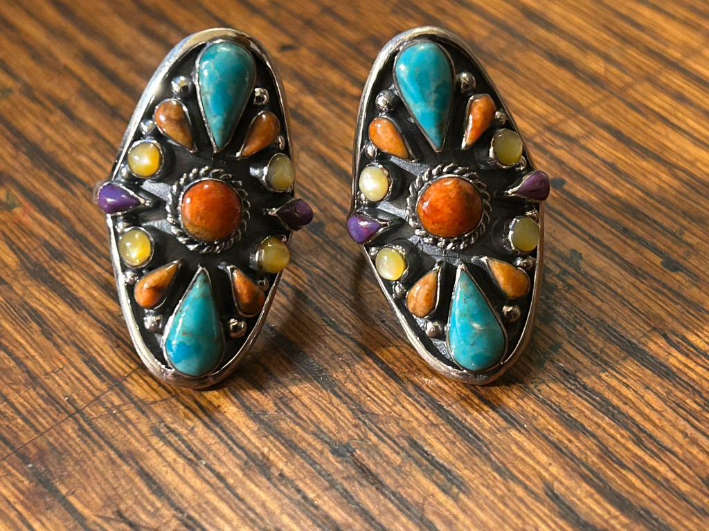 Turquoise Statement Ring: Spiny Oyster & Mother of Pearl, Sterling Silver