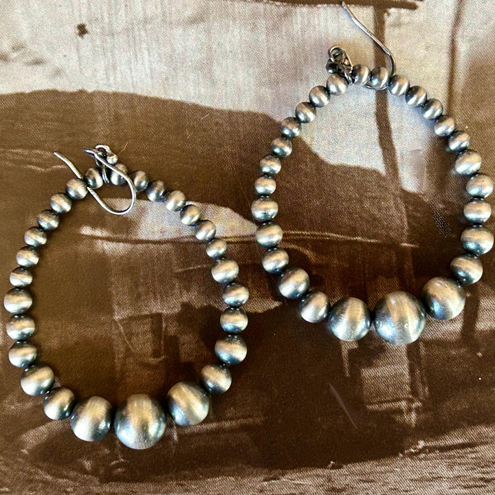 Handmade Sterling Silver Navajo Pearl Earrings  -  Southwestern Artisan Crafted