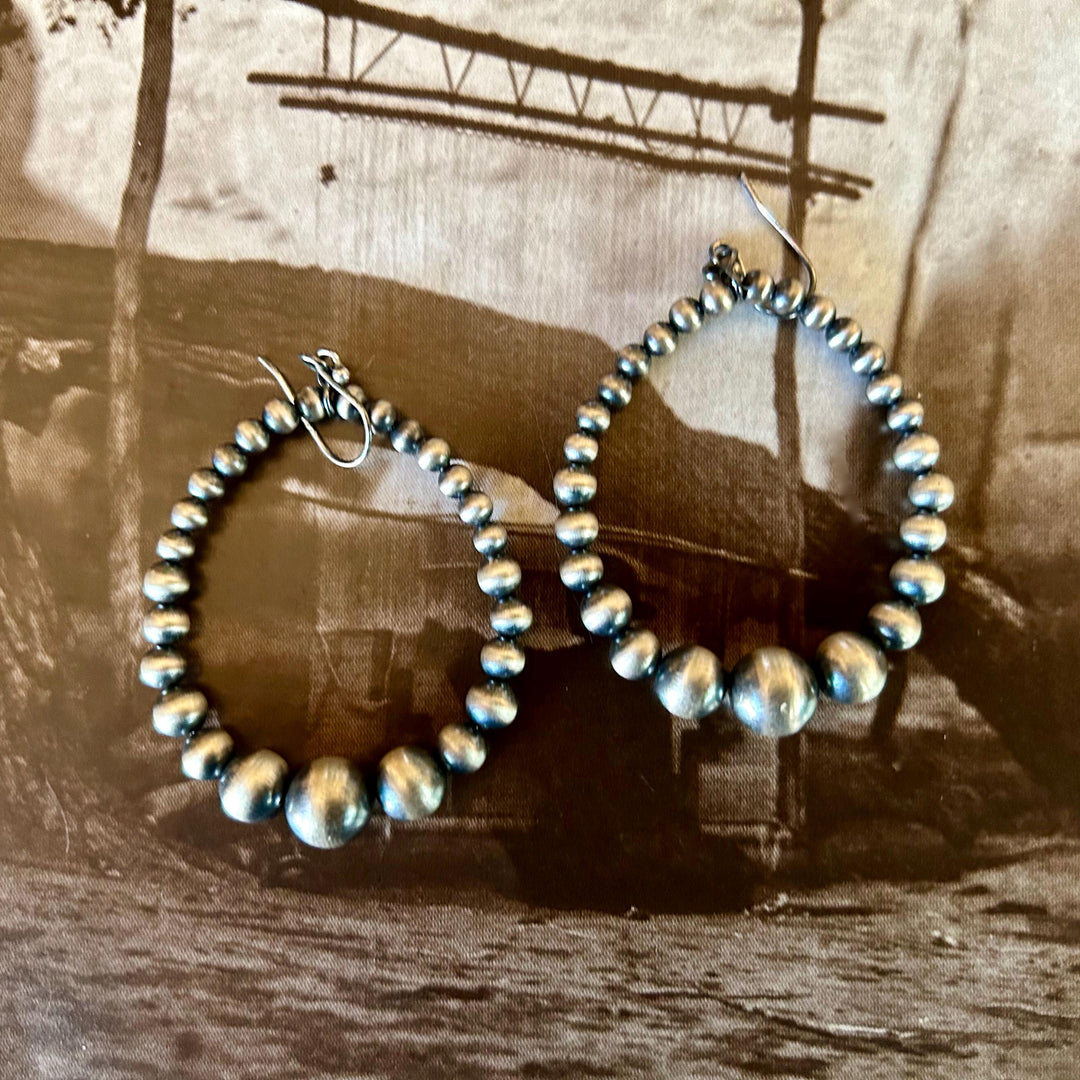 Handmade Sterling Silver Navajo Pearl Earrings  -  Southwestern Artisan Crafted