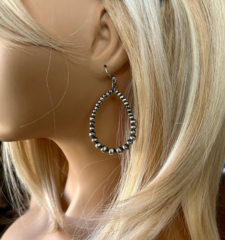 Handmade Sterling Silver Navajo Pearl Earrings -  Southwestern Artisan Crafted