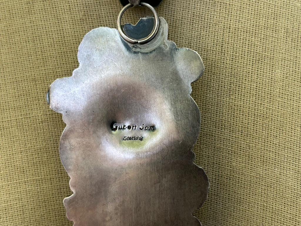 Navajo Blue Mountain Turquoise Pendant -  Sterling Silver, Vintage