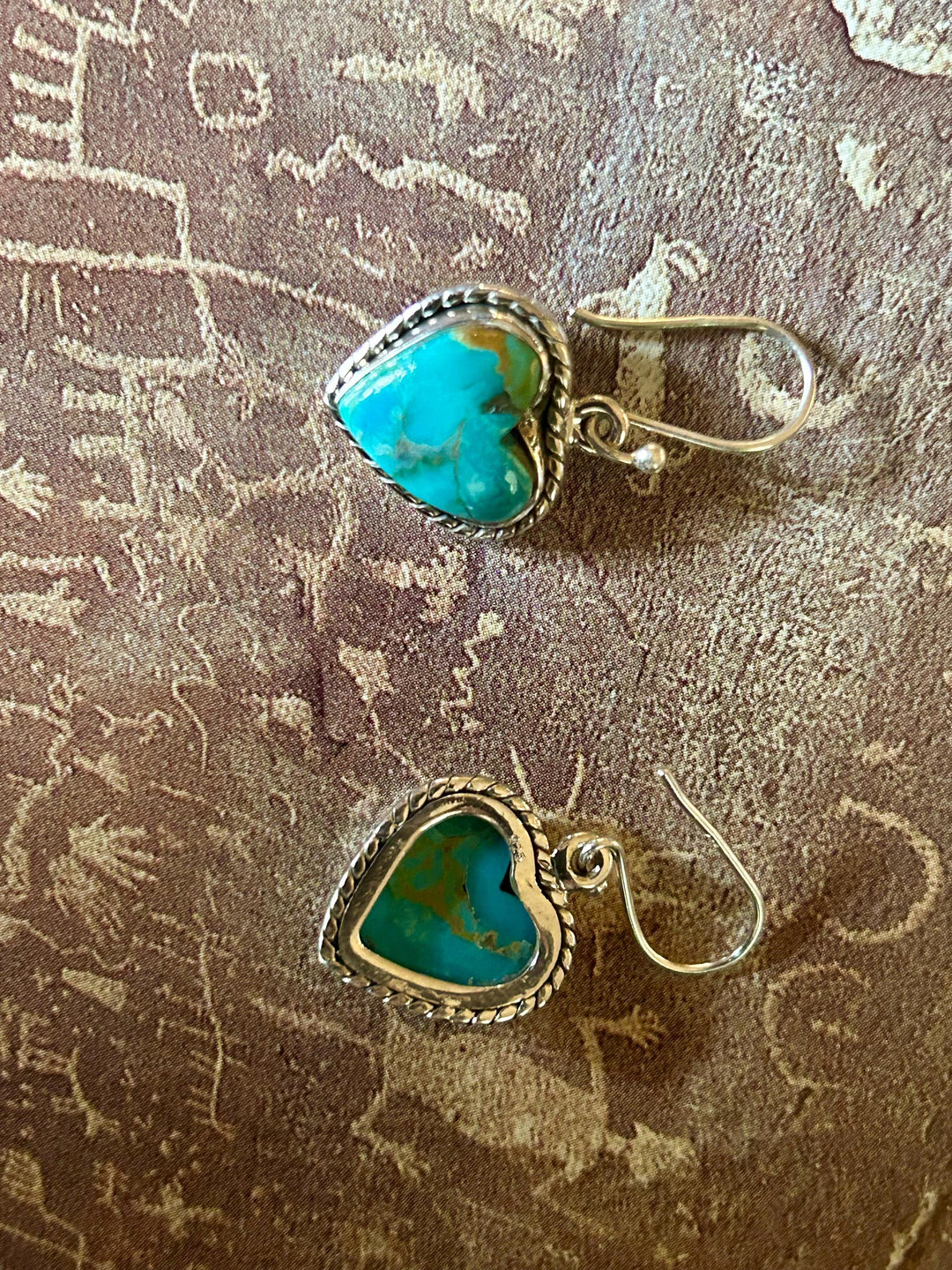 Kingman Turquoise Heart Earrings - Sterling Silver, Handmade