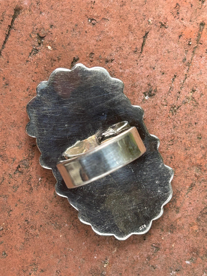 Handmade Kingman Turquoise Statement Ring Blue Green Turquoise Stones 925 Sterling Silver Southwestern Beauty Adjustable