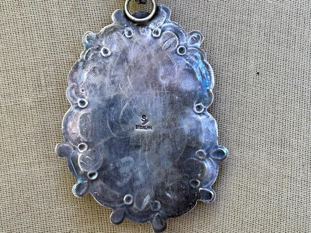 Navajo Dean Sandoval Silver Royal Blue Royston Turquoise Pendant