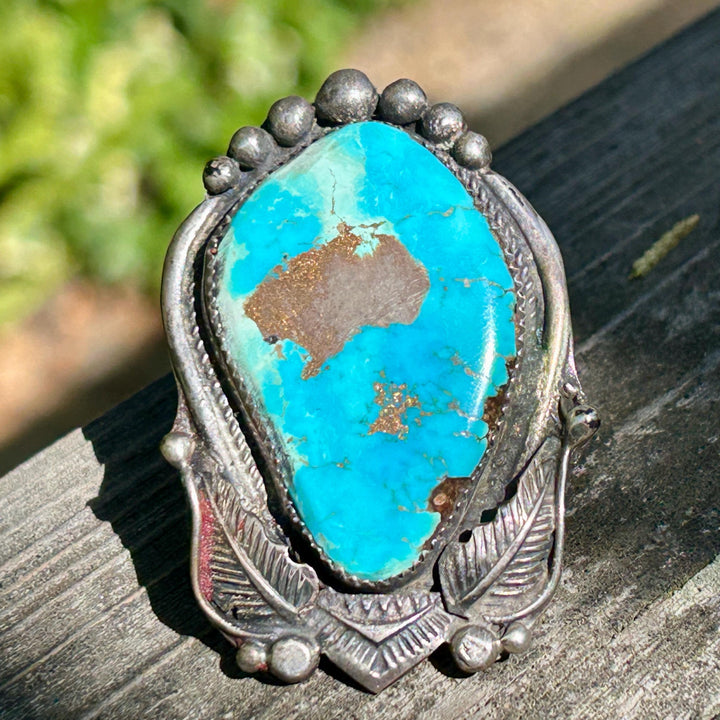 Navajo Turquoise Ring: Sterling Silver, Vintage 1960's, Native American Jewelry