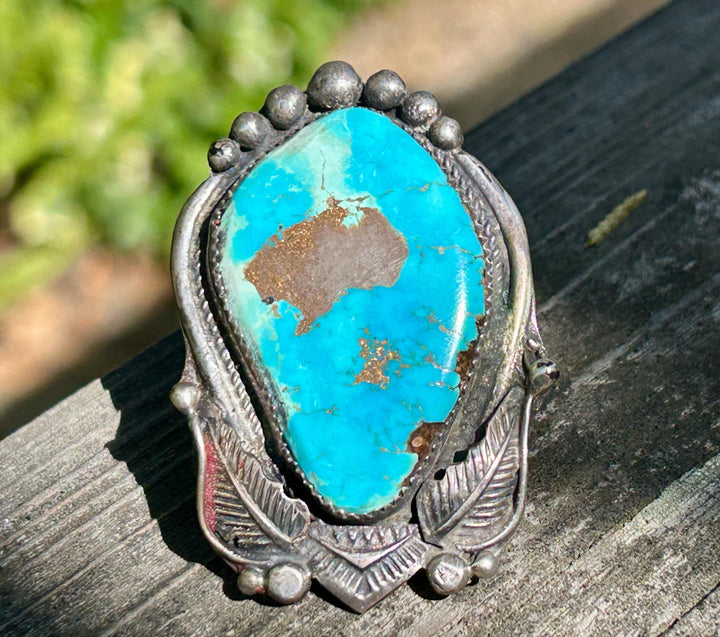 Navajo Turquoise Ring: Sterling Silver, Vintage 1960's, Native American Jewelry