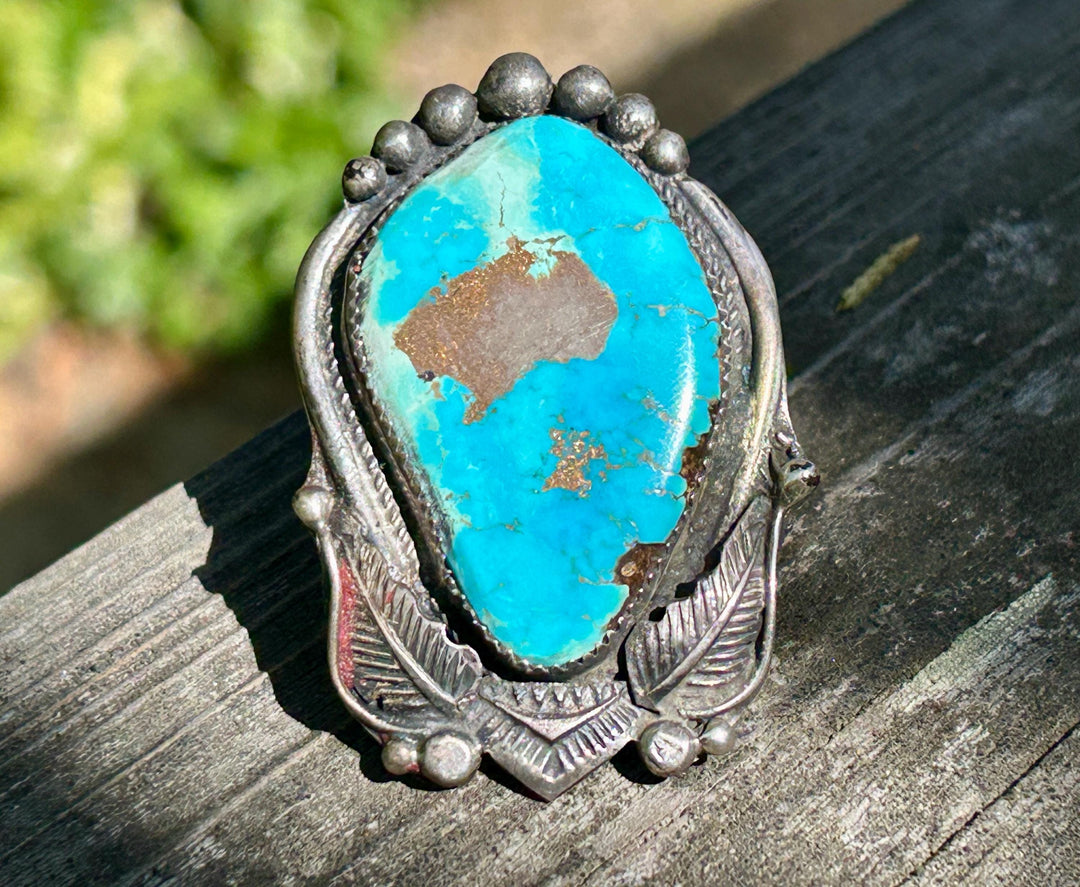 Navajo Turquoise Ring: Sterling Silver, Vintage 1960's, Native American Jewelry