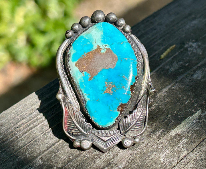 Navajo Turquoise Ring: Sterling Silver, Vintage 1960's, Native American Jewelry
