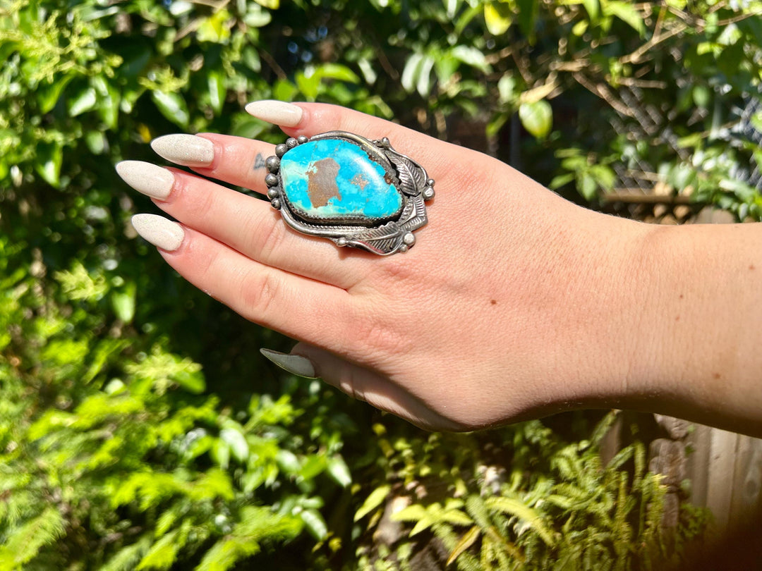 Navajo Turquoise Ring: Sterling Silver, Vintage 1960's, Native American Jewelry