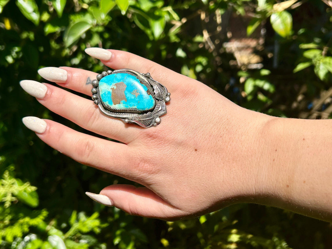 Navajo Turquoise Ring: Sterling Silver, Vintage 1960's, Native American Jewelry