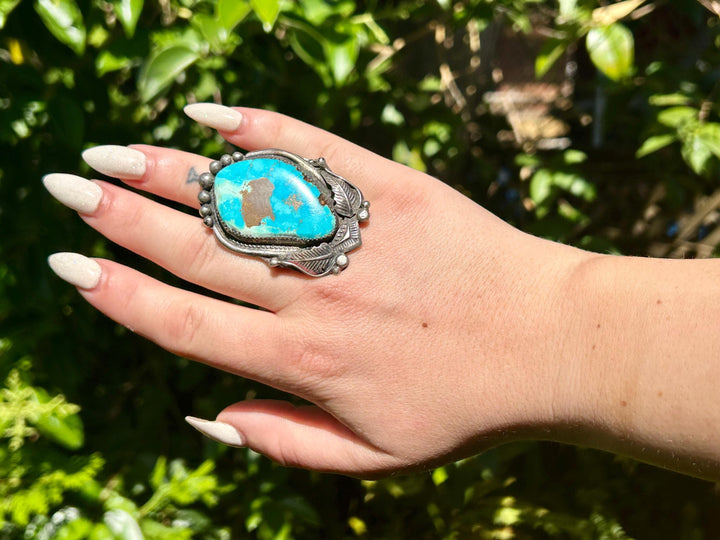 Navajo Turquoise Ring: Sterling Silver, Vintage 1960's, Native American Jewelry