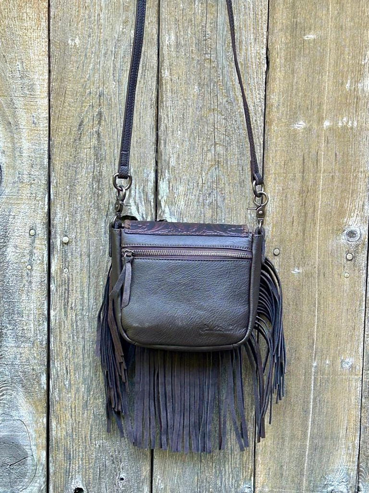 Western Leather Tooled LeatherFringe Crossbody Bag: Vintage Cowgirl Style