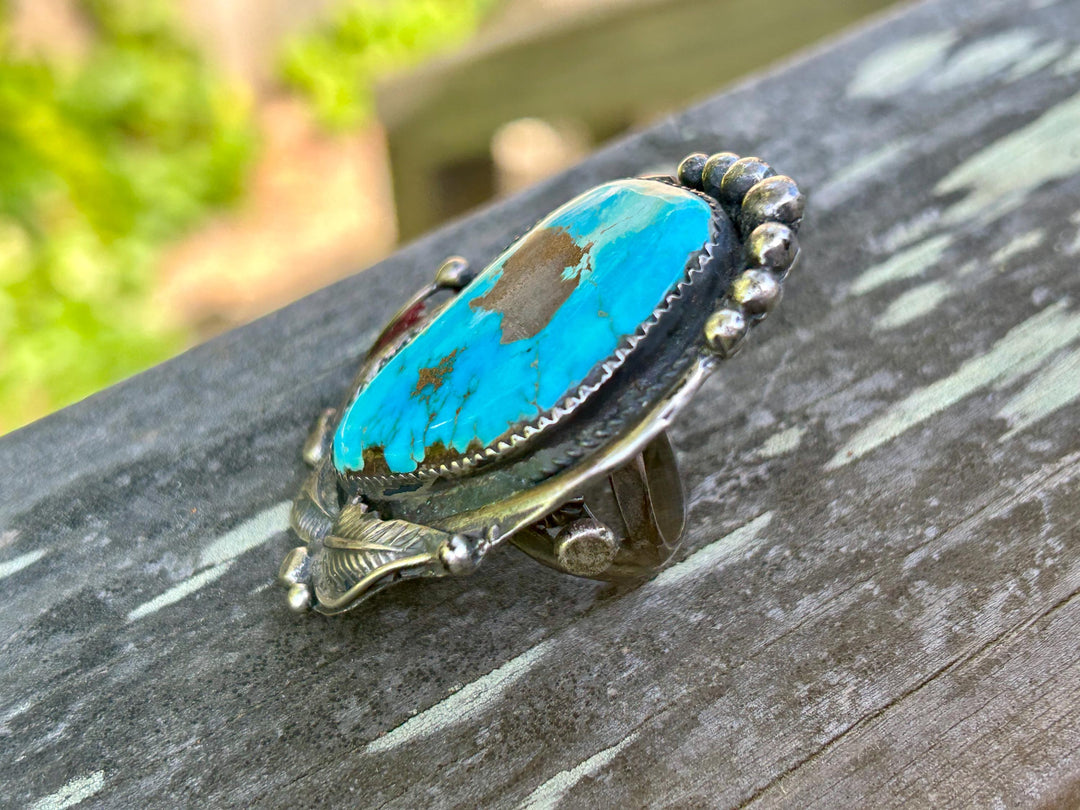 Navajo Turquoise Ring: Sterling Silver, Vintage 1960's, Native American Jewelry