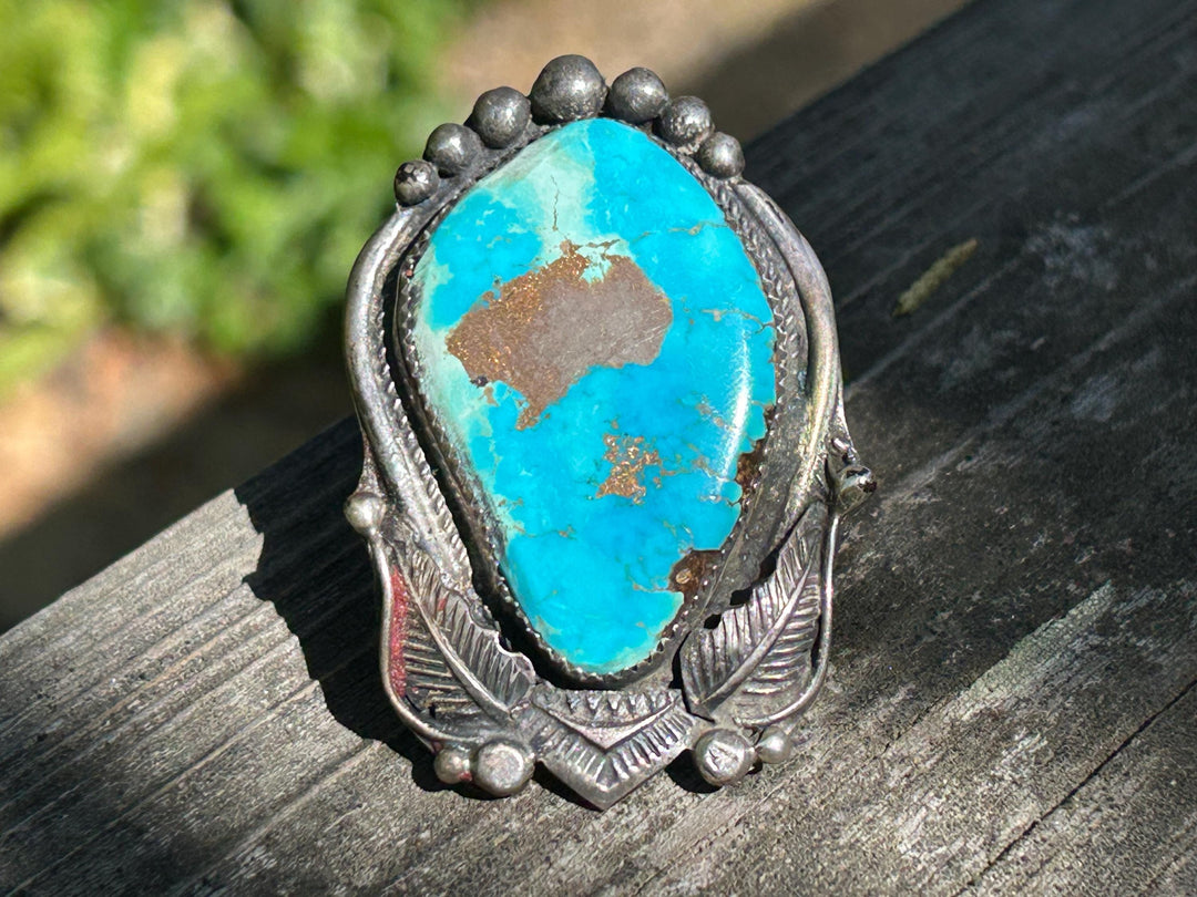 Navajo Turquoise Ring: Sterling Silver, Vintage 1960's, Native American Jewelry
