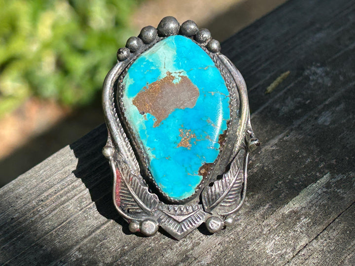 Navajo Turquoise Ring: Sterling Silver, Vintage 1960's, Native American Jewelry