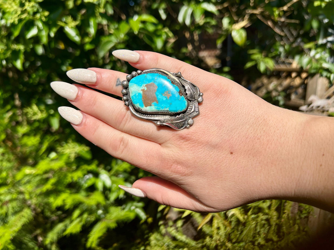 Navajo Turquoise Ring: Sterling Silver, Vintage 1960's, Native American Jewelry