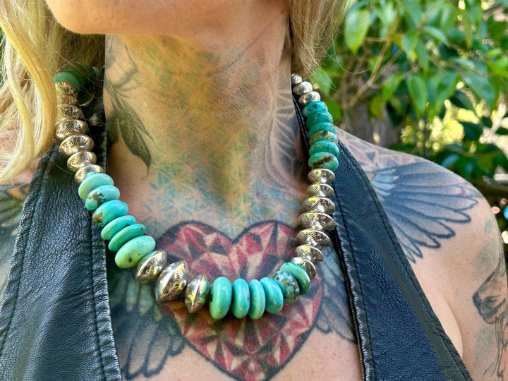 Kingman Turquoise & Sterling Silver Pearl Necklace – Southwestern Style, Handmade