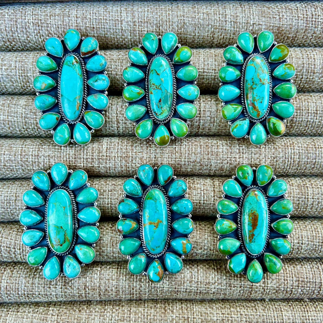 Sonoran Gold Turquoise Statement ring - Adjustable Sterling Silver - Southwestern Style