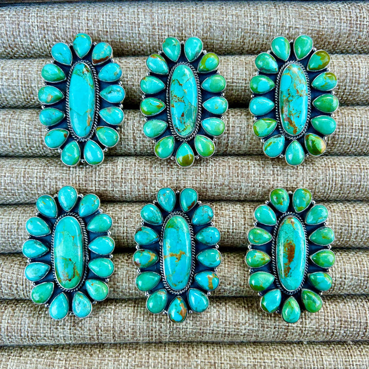 Sonoran Gold Turquoise Statement ring - Adjustable Sterling Silver - Southwestern Style