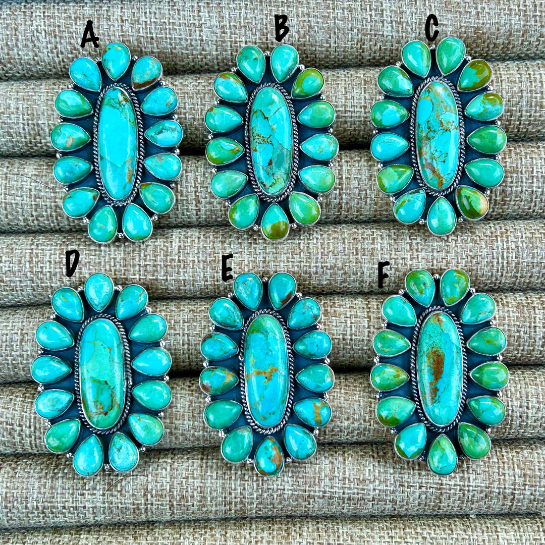 Sonoran Gold Turquoise Statement ring - Adjustable Sterling Silver - Southwestern Style