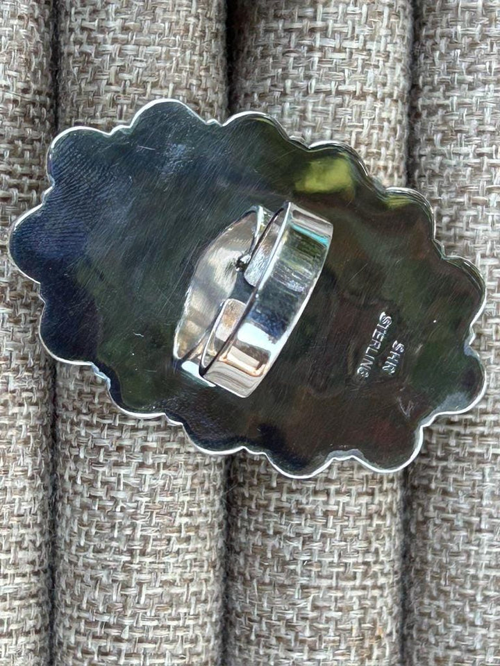 Sonoran Gold Turquoise Statement ring - Adjustable Sterling Silver - Southwestern Style