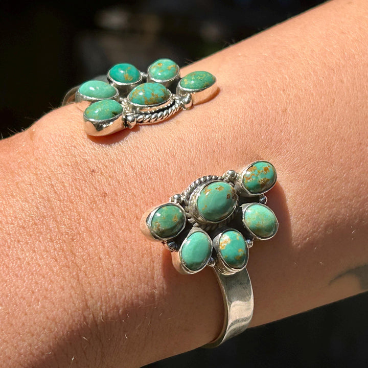 Kingman Turquoise and Sterling Silver Cuff Bracelet - Southwestern Style