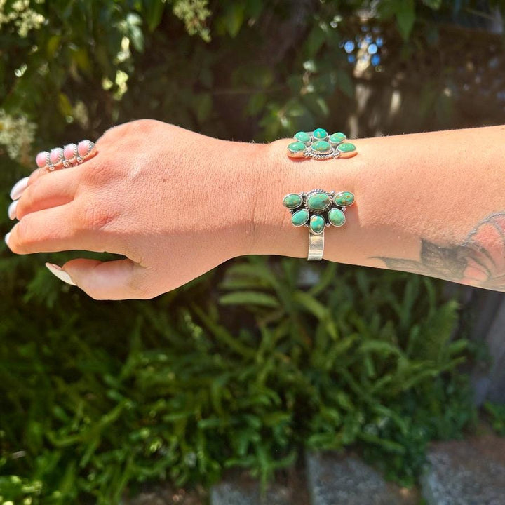 Kingman Turquoise and Sterling Silver Cuff Bracelet - Southwestern Style
