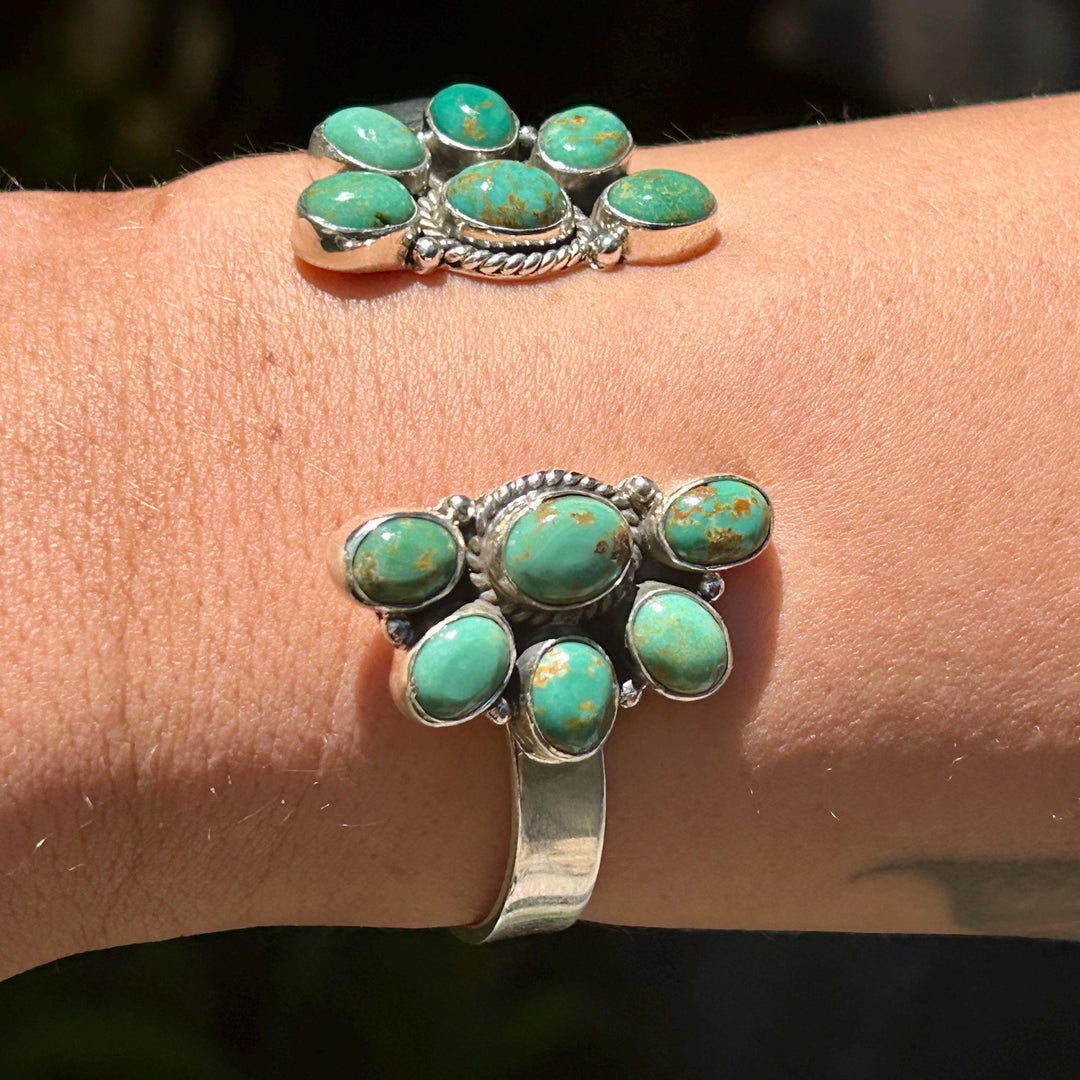 Kingman Turquoise and Sterling Silver Cuff Bracelet - Southwestern Style