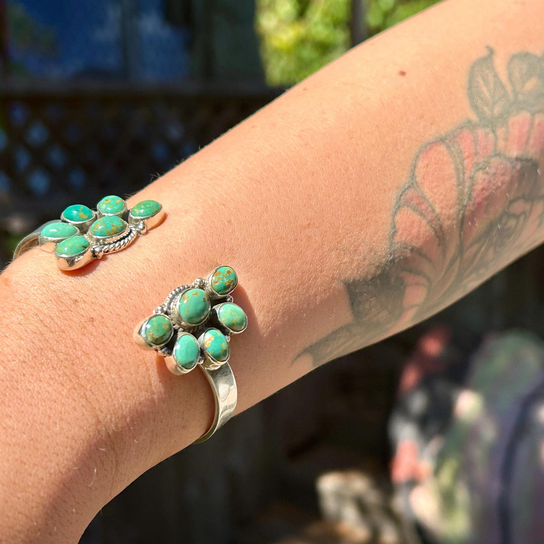 Kingman Turquoise and Sterling Silver Cuff Bracelet - Southwestern Style