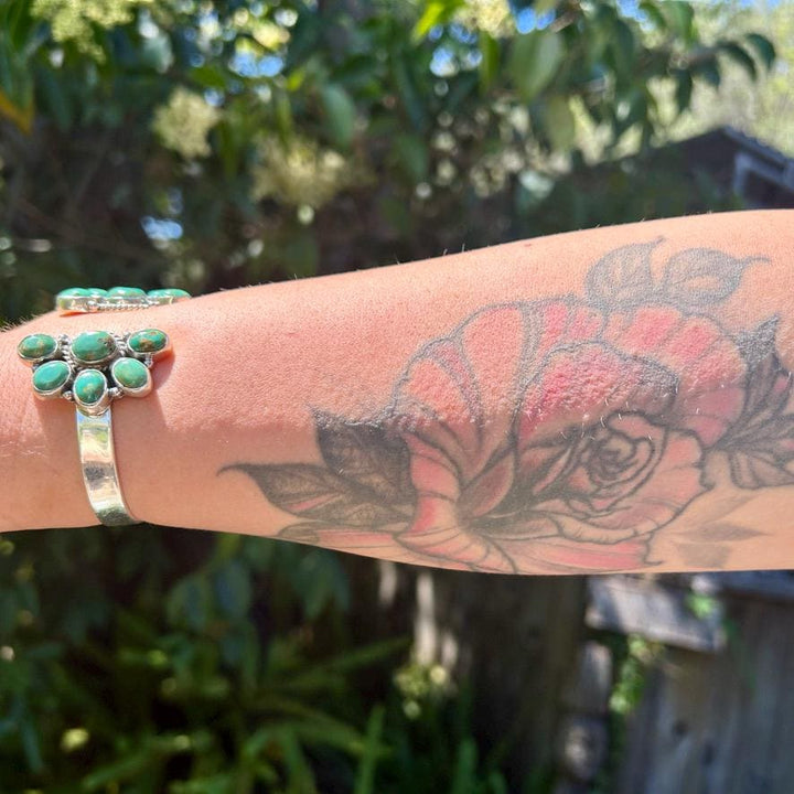 Kingman Turquoise and Sterling Silver Cuff Bracelet - Southwestern Style