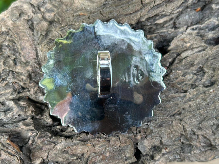 Kingman Turquoise Cluster Ring – Adjustable Southwest Jewelry, Sterling Silver Statement Ring