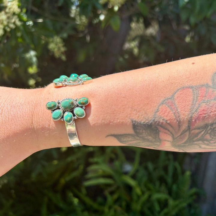 Kingman Turquoise and Sterling Silver Cuff Bracelet - Southwestern Style