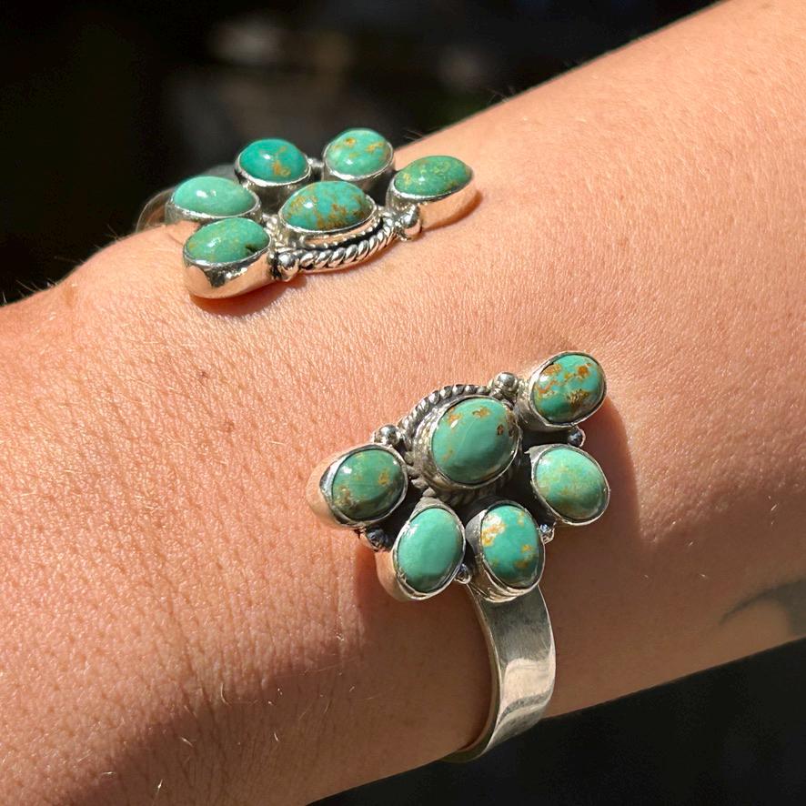 Kingman Turquoise and Sterling Silver Cuff Bracelet - Southwestern Style