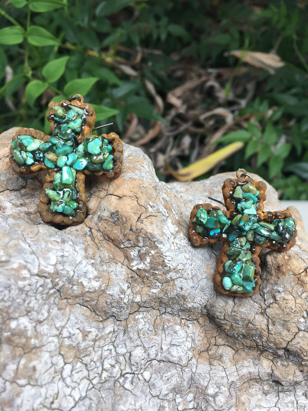 Rustic Turquoise Cross Earrings Religious Jewelry Western Jewelry Southwestern Jewelry Cowgirl Earrings Boho Faith Turquoise Cross