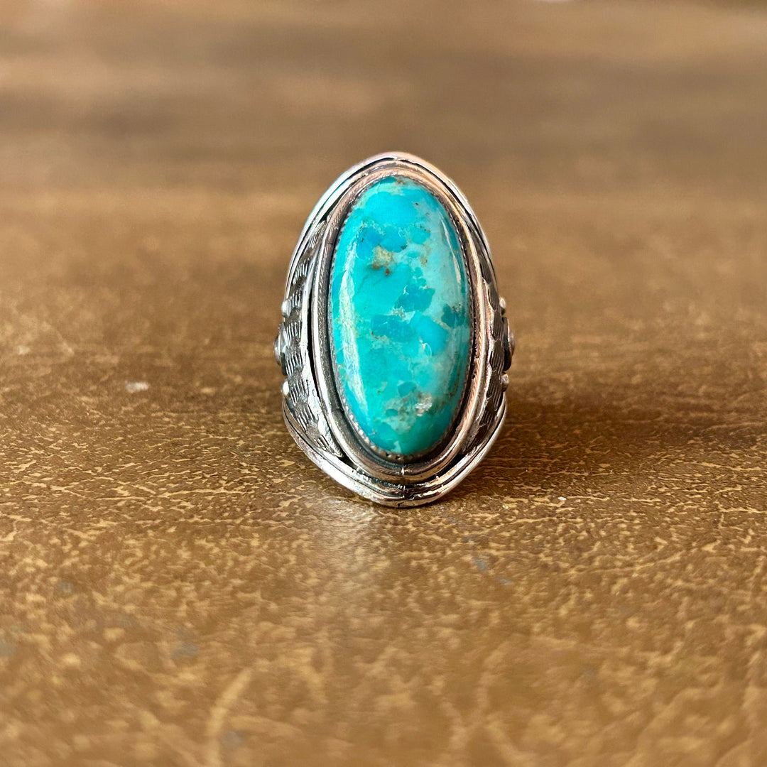 Genuine Turquoise Men's Sterling Silver Ring Genuine Turquoise Ring Western Jewelry Southwestern Style