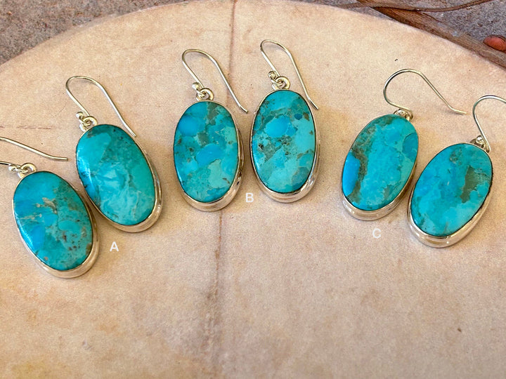 Kingman Turquoise Earrings 925 Sterling Silver Genuine Turquoise Southwestern Western Jewelry Turquoise Dangle Earrings